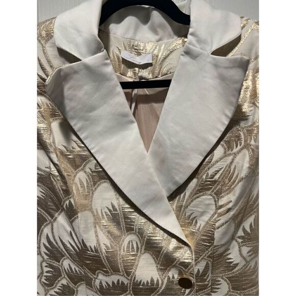 LACE The Label Gold Brocade Cape Sleeve Blazer Mini Dress Size S NWT$490 - Picture 4 of 8